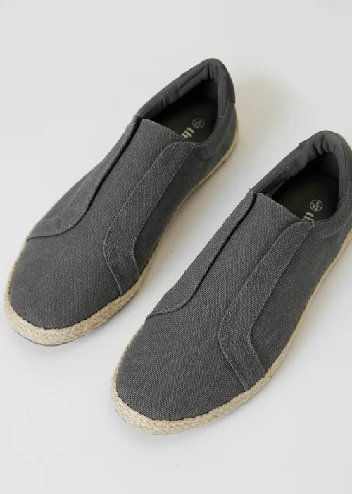 Threadbare Grey Cotton Canvas Slip On Espadrilles - 9 Image 3