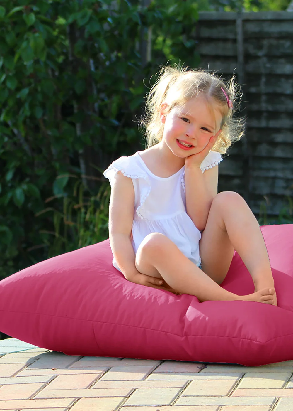 rucomfy Indoor/Outdoor Floor Cushion Pink Beanbag - One Size Image 1