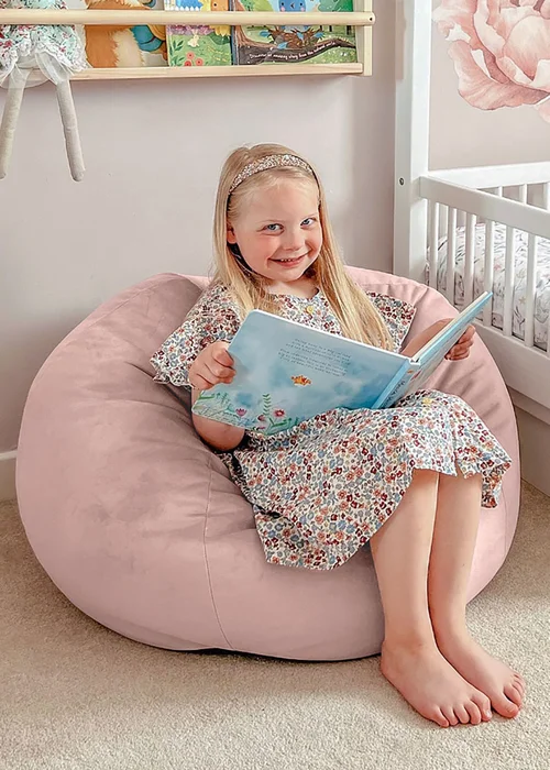 rucomfy Velvet Kids Slouchbag Pink Beanbag - One Size Image 1