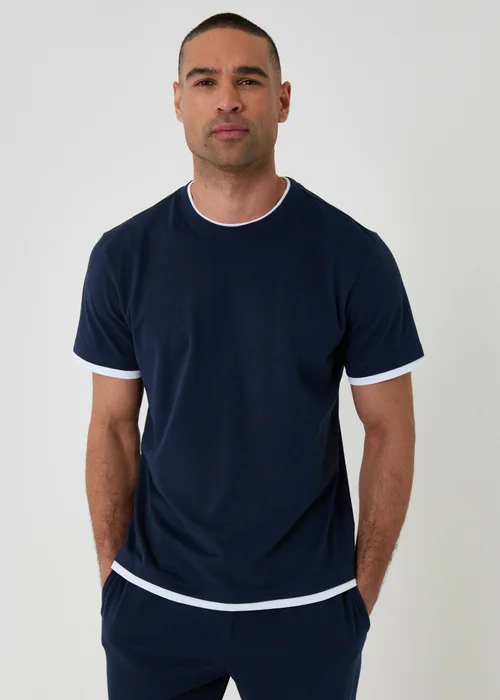 Threadbare Navy Cotton Mock Layer Pyjama Set - XL Image 4