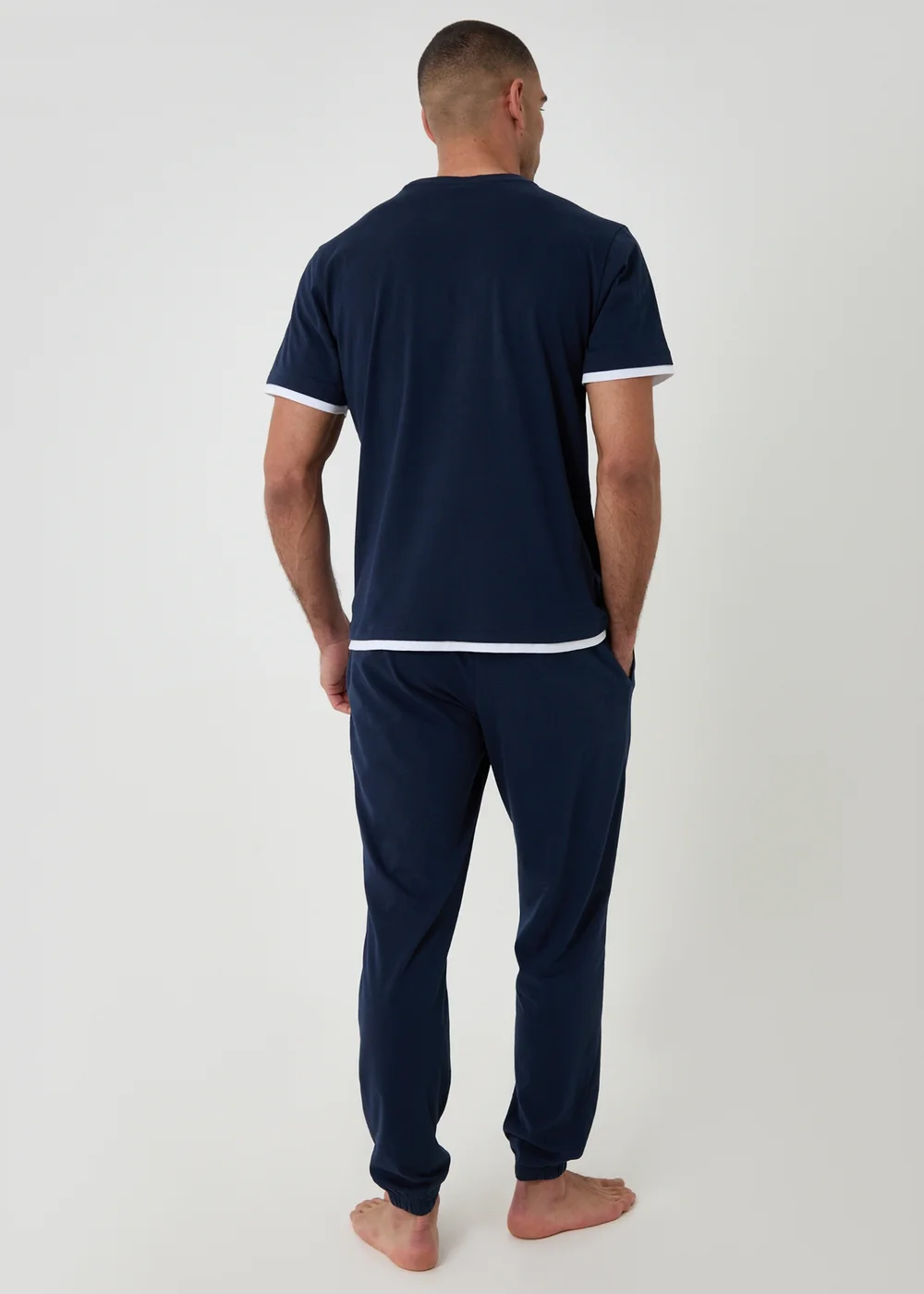Threadbare Navy Cotton Mock Layer Pyjama Set - XL Image 2