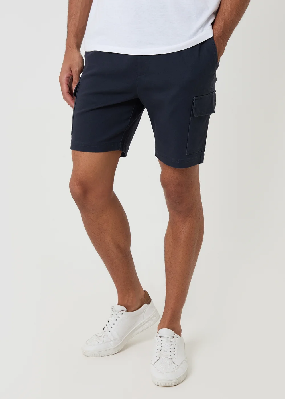 Threadbare Navy Shorter Length Stretch Cargo Shorts - 2XL Image 1