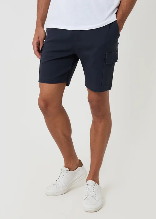 Threadbare Navy Shorter Length Stretch Cargo Shorts - 2XL Image 1