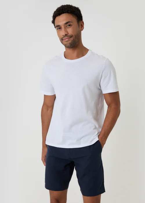 Threadbare Navy Linen Blend Shorts with Belt - 36/L32 Image 3