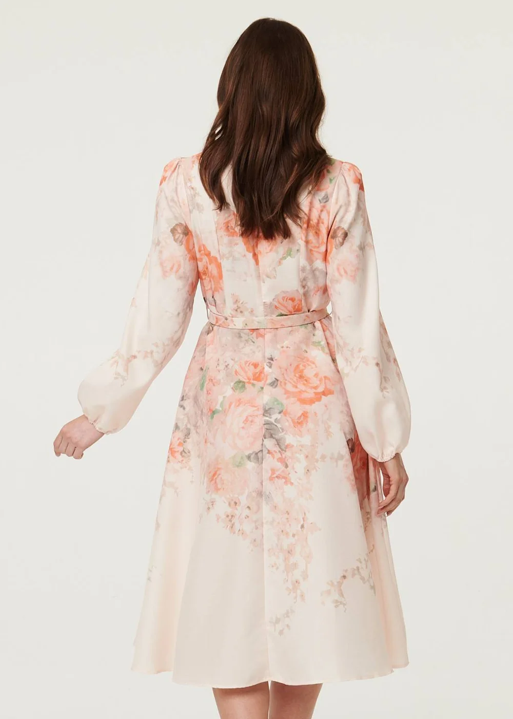 Izabel London Multi Pink Floral Belted High Neck Midi Dress - 10 Image 2
