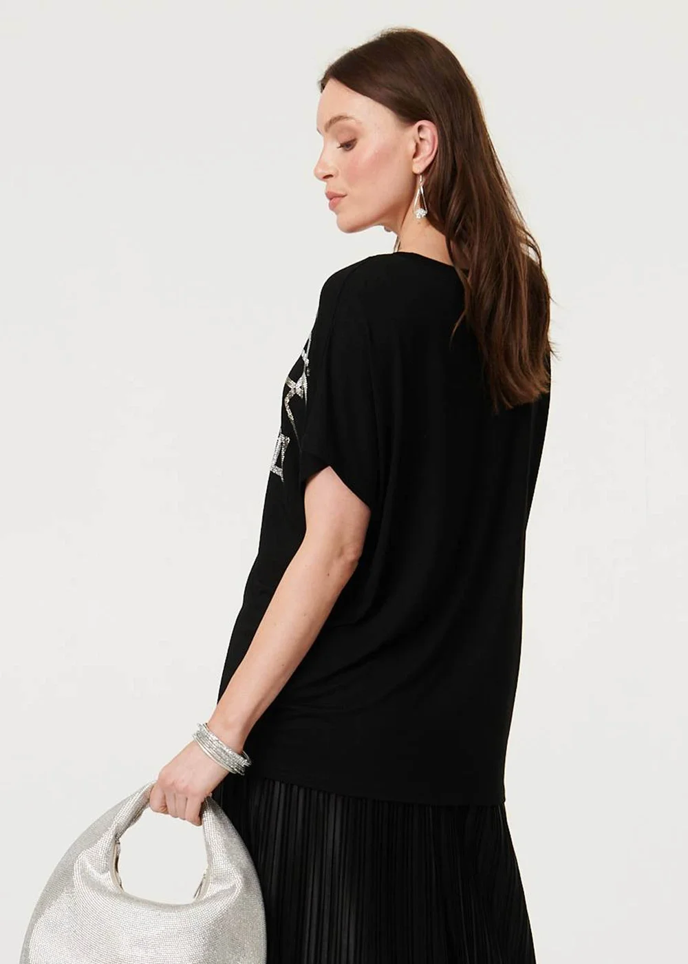 Izabel London Black Geo Print Sparkly Relaxed Top - 14 Image 2