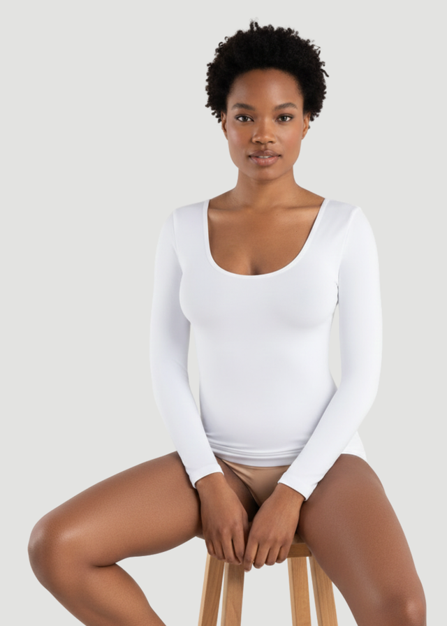 Conturve White Long-Sleeve Shaping Smoothing Top