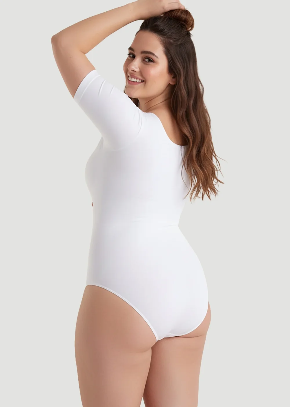Conturve White Short-Sleeve Seamless Sculpt Shapewear Bodysuit - 2XL Image 2