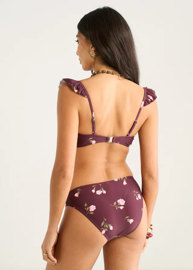 Gini London Brown Floral Printed Bikini Bottom