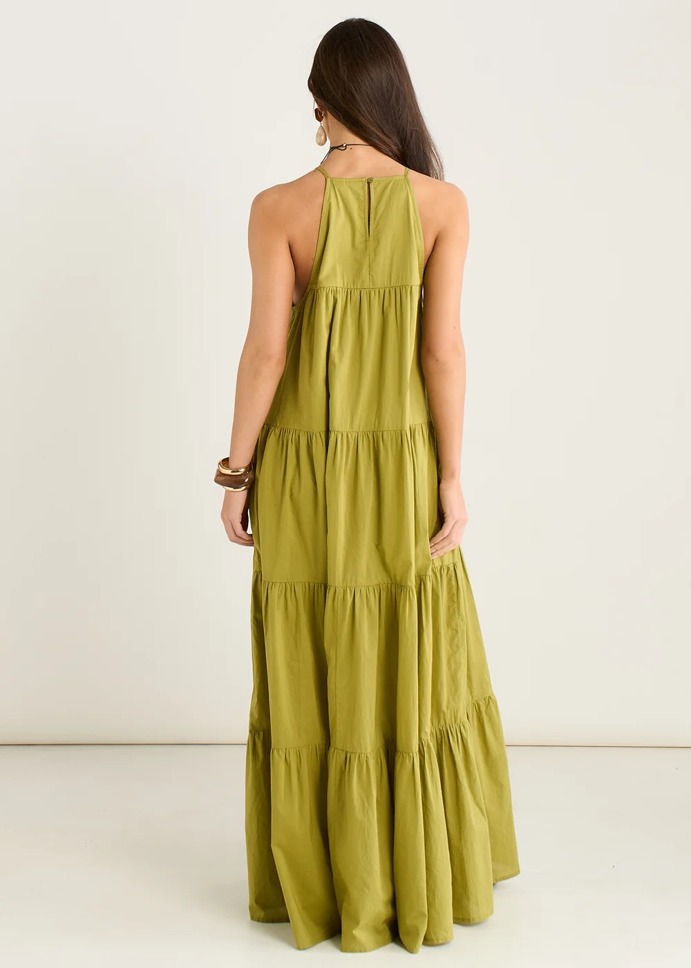 Gini London Khaki Tiered Halter Maxi Trapeze Dress - 12 Image 2