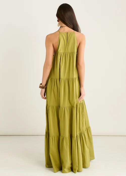 Gini London Khaki Tiered Halter Maxi Trapeze Dress - 12 Image 2