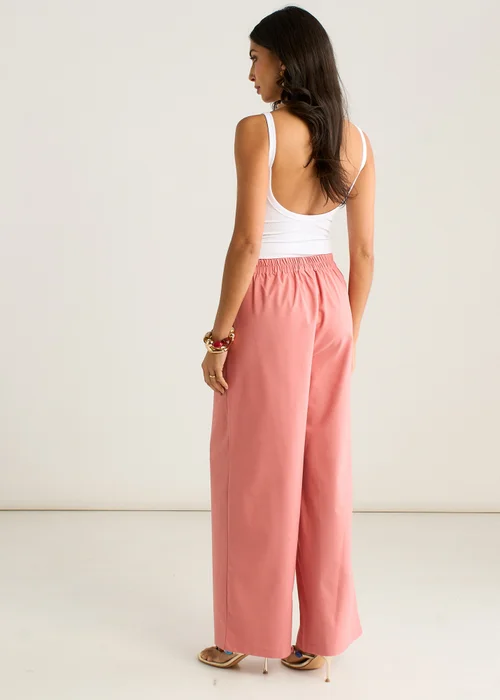 Gini London Coral Linen Mix Wide Leg Trouser - 8 Image 2