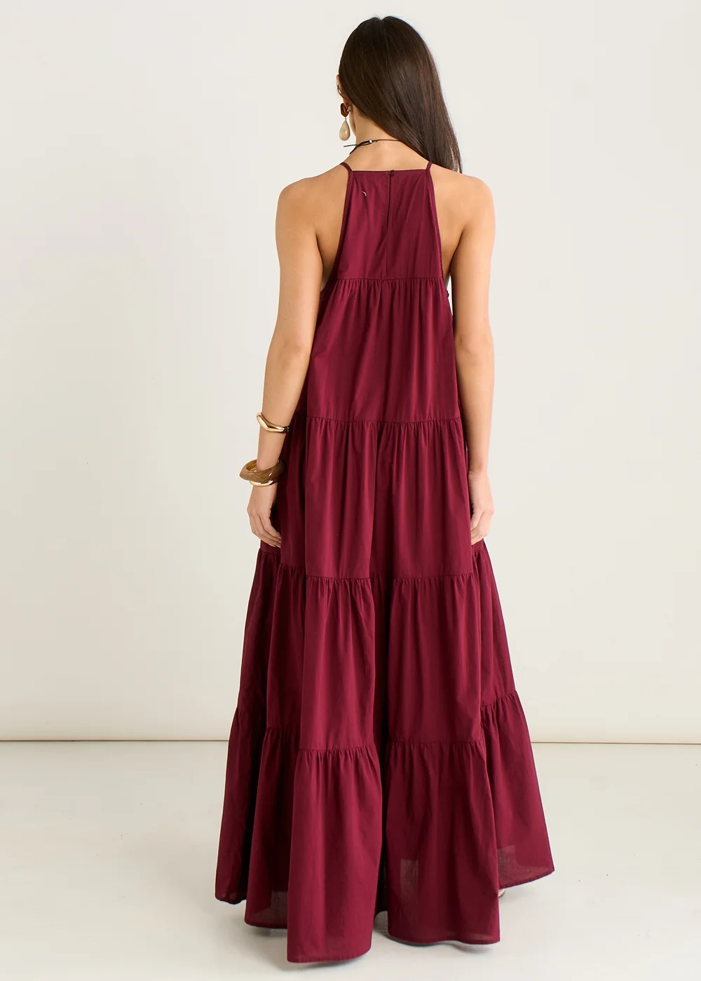 Gini London Mulberry Tiered Halter Maxi Trapeze Dress - 14 Image 2