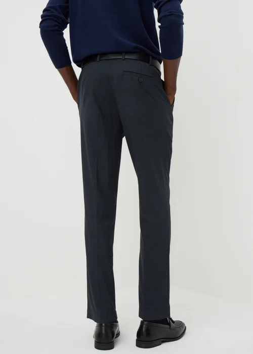 Taylor & Wright Navy Check Slim Fit Active Waist Trousers - 26/L29 Image 2