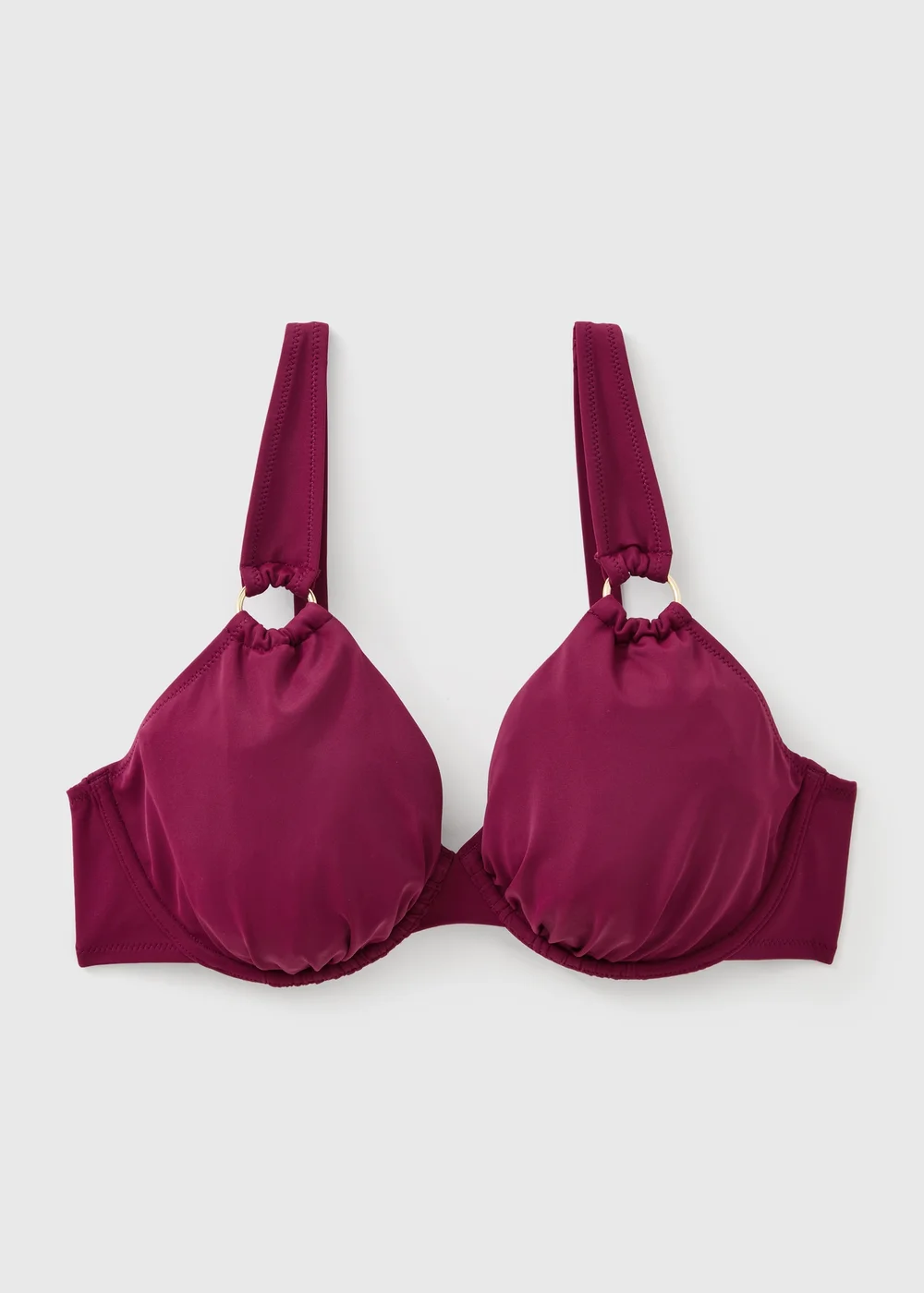 DD+ Wine Gold Trim Underwired Bikini Top - 42DD Image 1