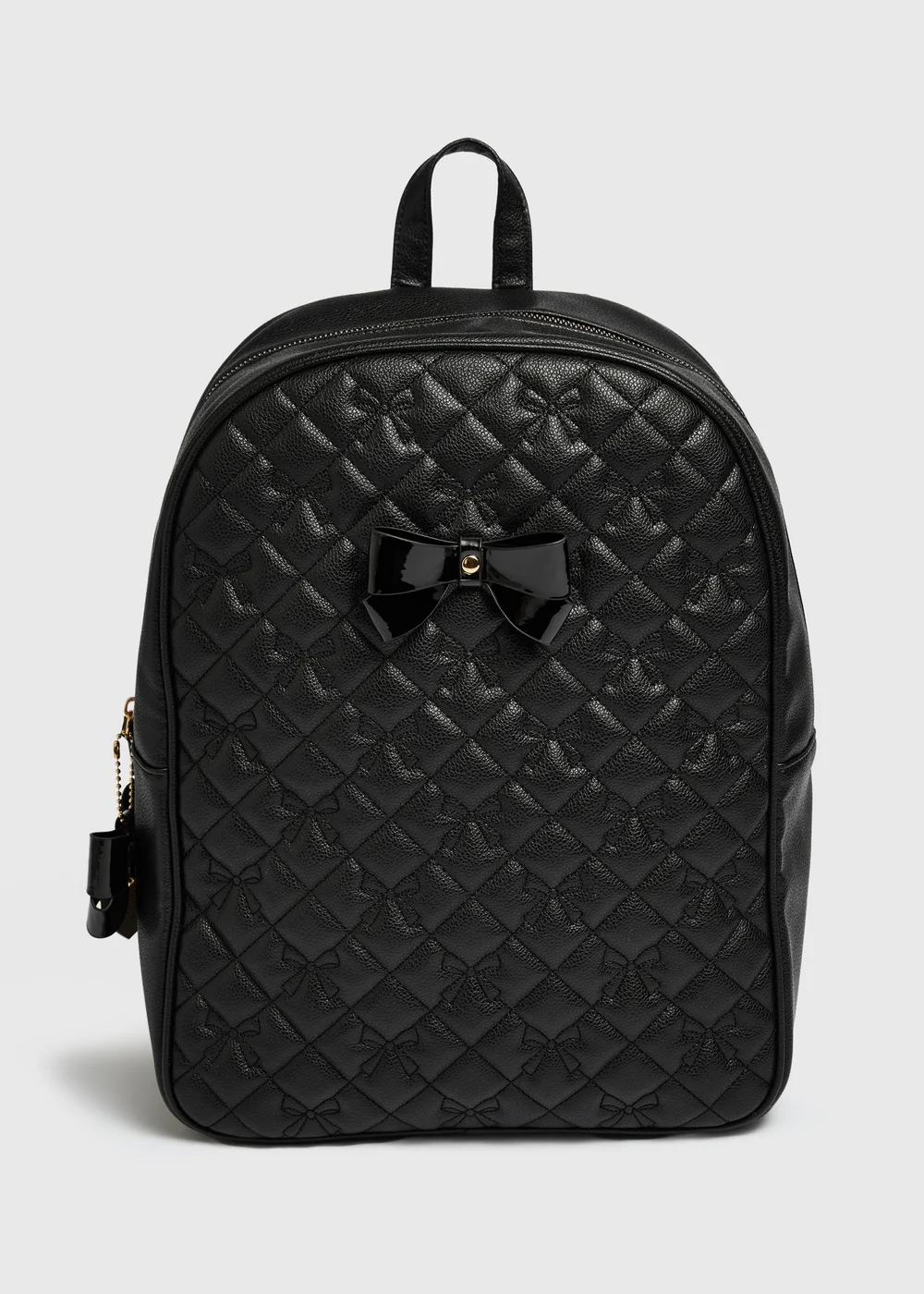 Girls Black Quilted Bow Backpack - One Size Image 1