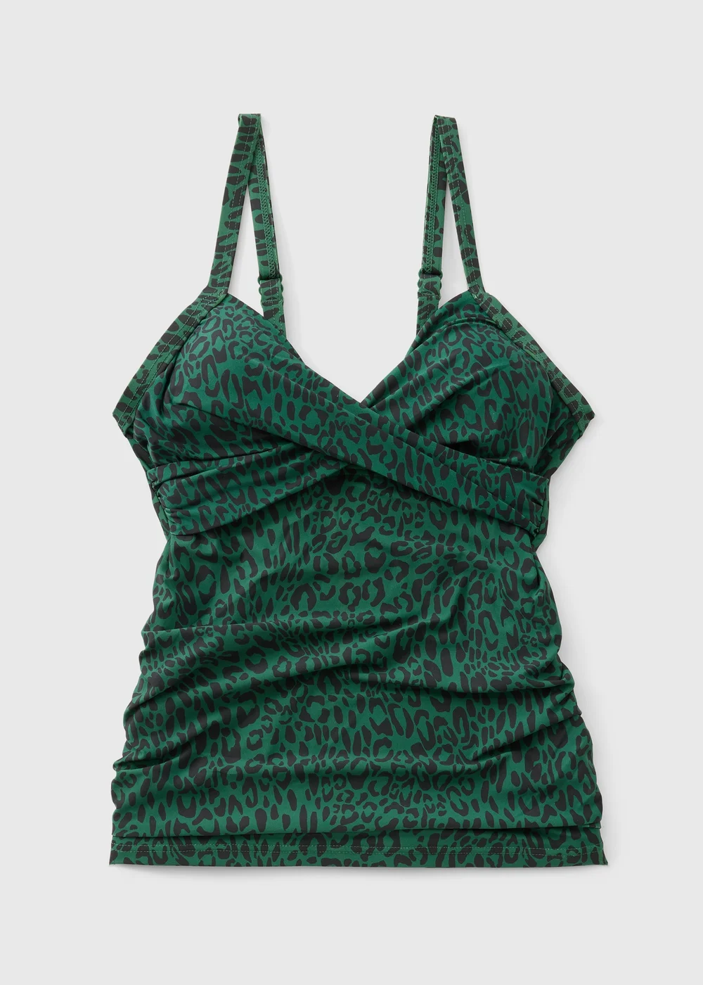 Green Leopard Print Shapewear Tankini Top - 26 Image 2