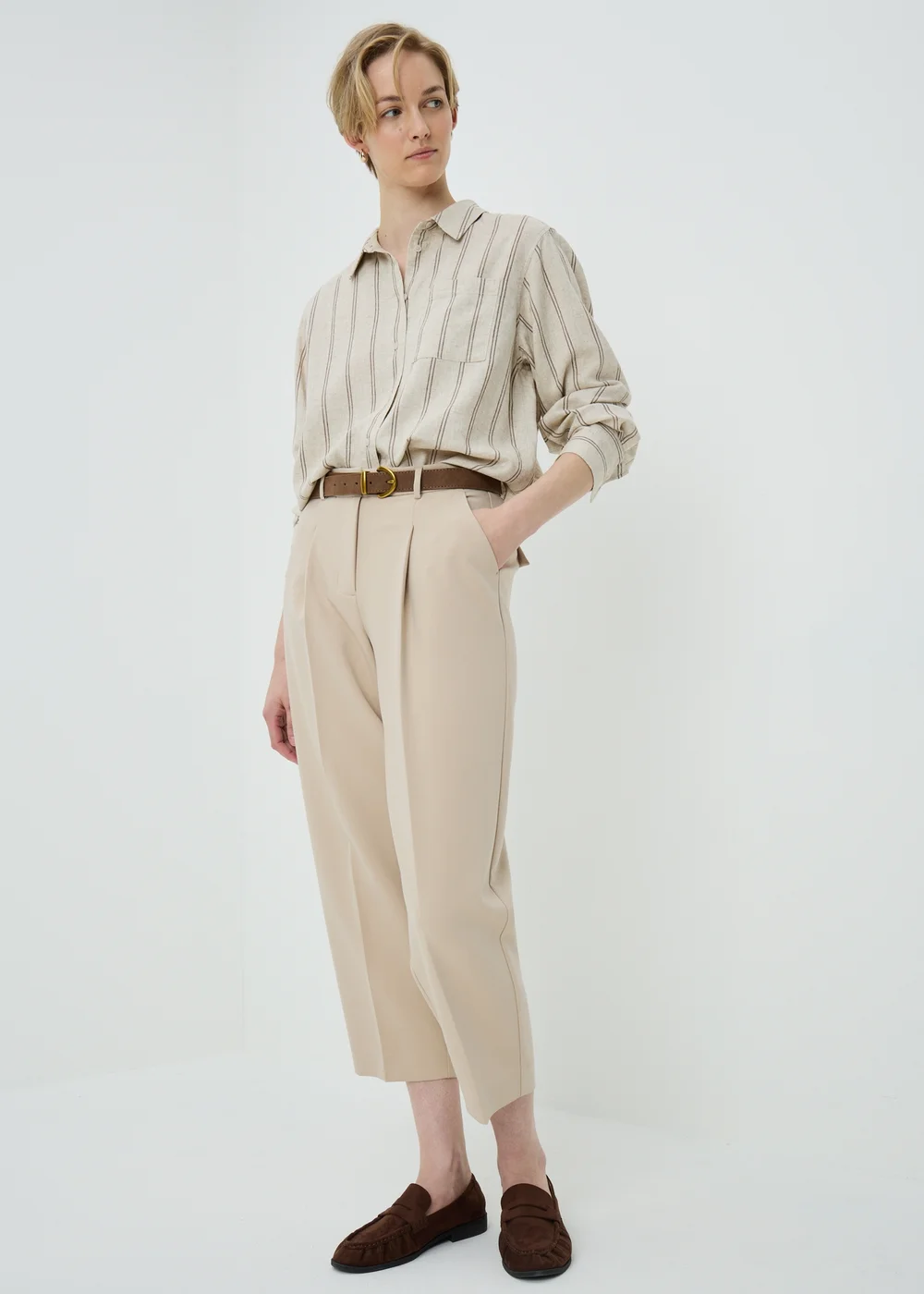 Stone Barrel Leg Trousers - 8/L29 Image 1