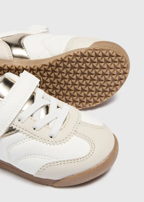 Girls White PU Low Trainers (Younger 4-12) - 4 Infants Image 2