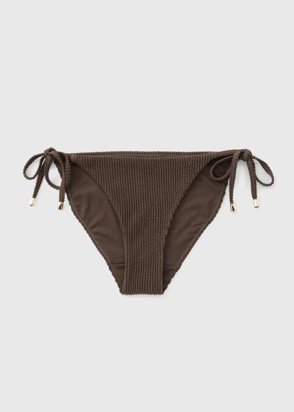 Chocolate Brown Textured Bikini Briefs - 16 Image 2