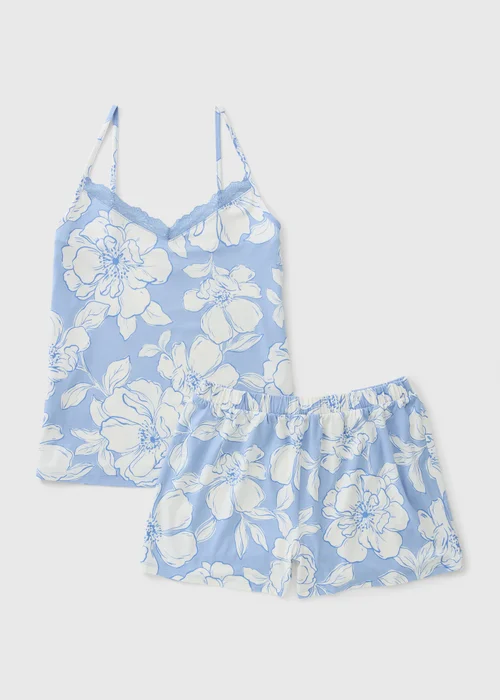 Blue Floral Soft Touch Cami Pyjama Set - 2XL Image 2