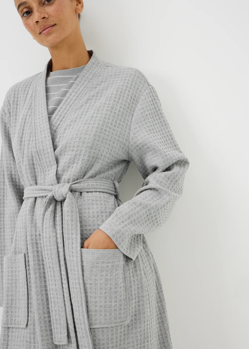 Grey Waffle Dressing Gown - XS Image 1
