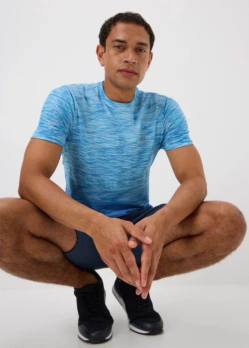 Souluxe Blue Ombre Space Dye Seamless Sports T-Shirt - S Image 1