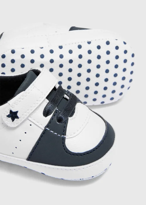 Baby White Soft Sole Retro Trainers (0-18mths) - 6-9 months Image 2