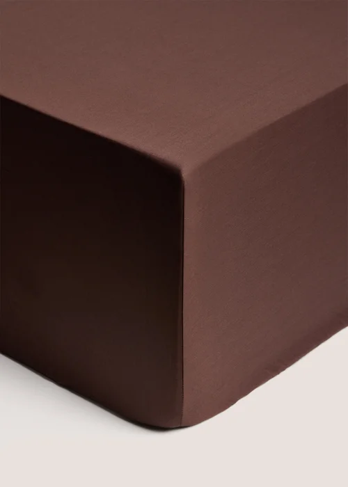 Brown Cotton Extra Deep Fitted Bed Sheet (300 Thread Count) - Double Image 1