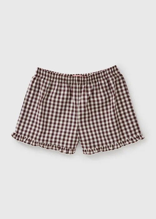 Chocolate Brown Gingham Pyjama Shorts - 2XL Image 2