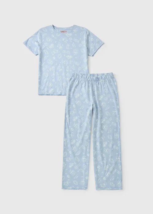 Blue Coffee Wide Leg Pyjama Set - M Image 3