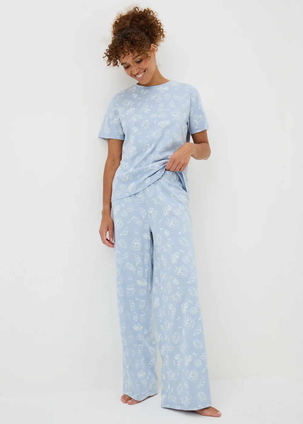Blue Coffee Wide Leg Pyjama Set - M Image 1