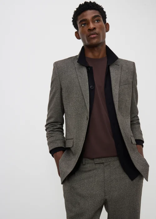 Taylor & Wright Brompton Brown Twill Tailored Fit Suit Jacket - 34 Chest Short Image 3