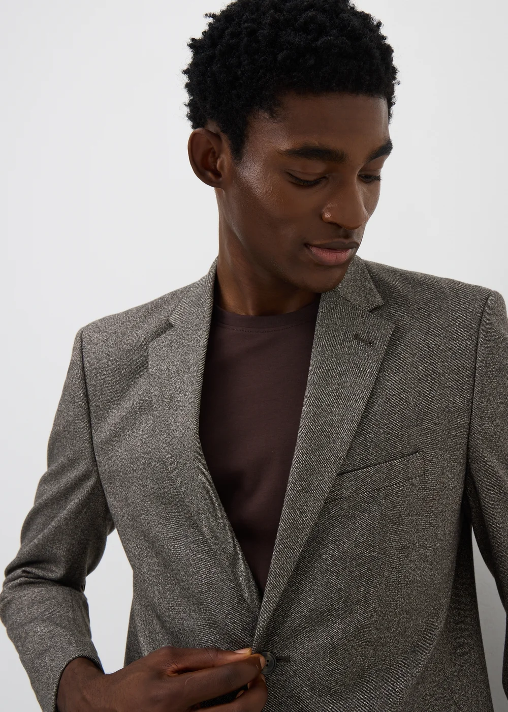 Taylor & Wright Brompton Brown Twill Tailored Fit Suit Jacket - 34 Chest Short Image 1