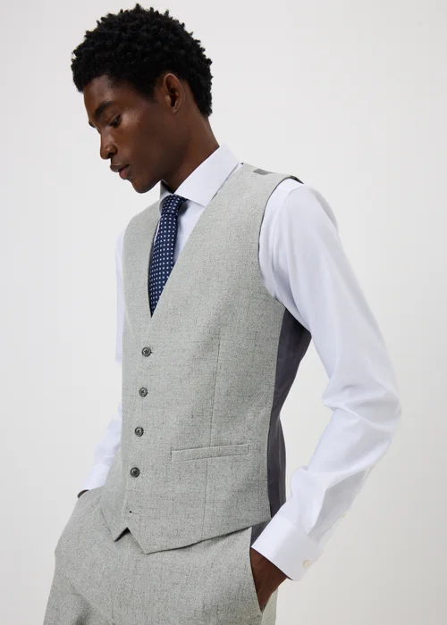 Taylor & Wright Griffith Grey Fleck Suit Waistcoat - S Image 1
