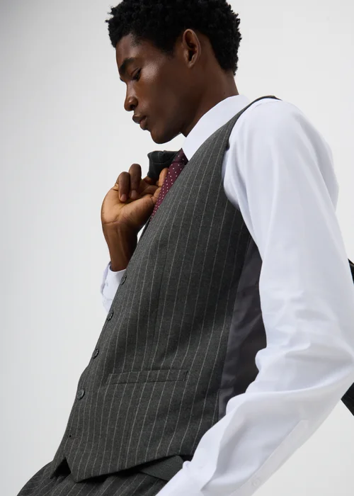 Taylor & Wright Hyde Charcoal Pinstripe Suit Waistcoat - XS Image 3