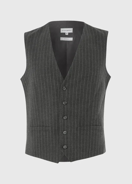 Taylor & Wright Hyde Charcoal Pinstripe Suit Waistcoat - XS Image 5