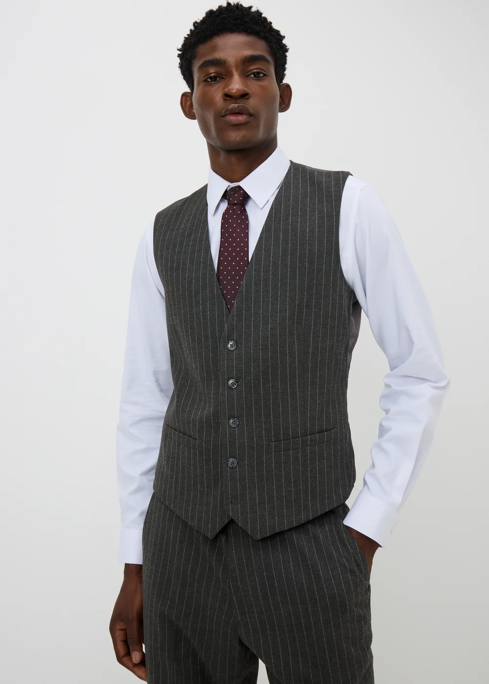 Taylor & Wright Hyde Charcoal Pinstripe Suit Waistcoat - XS Image 1