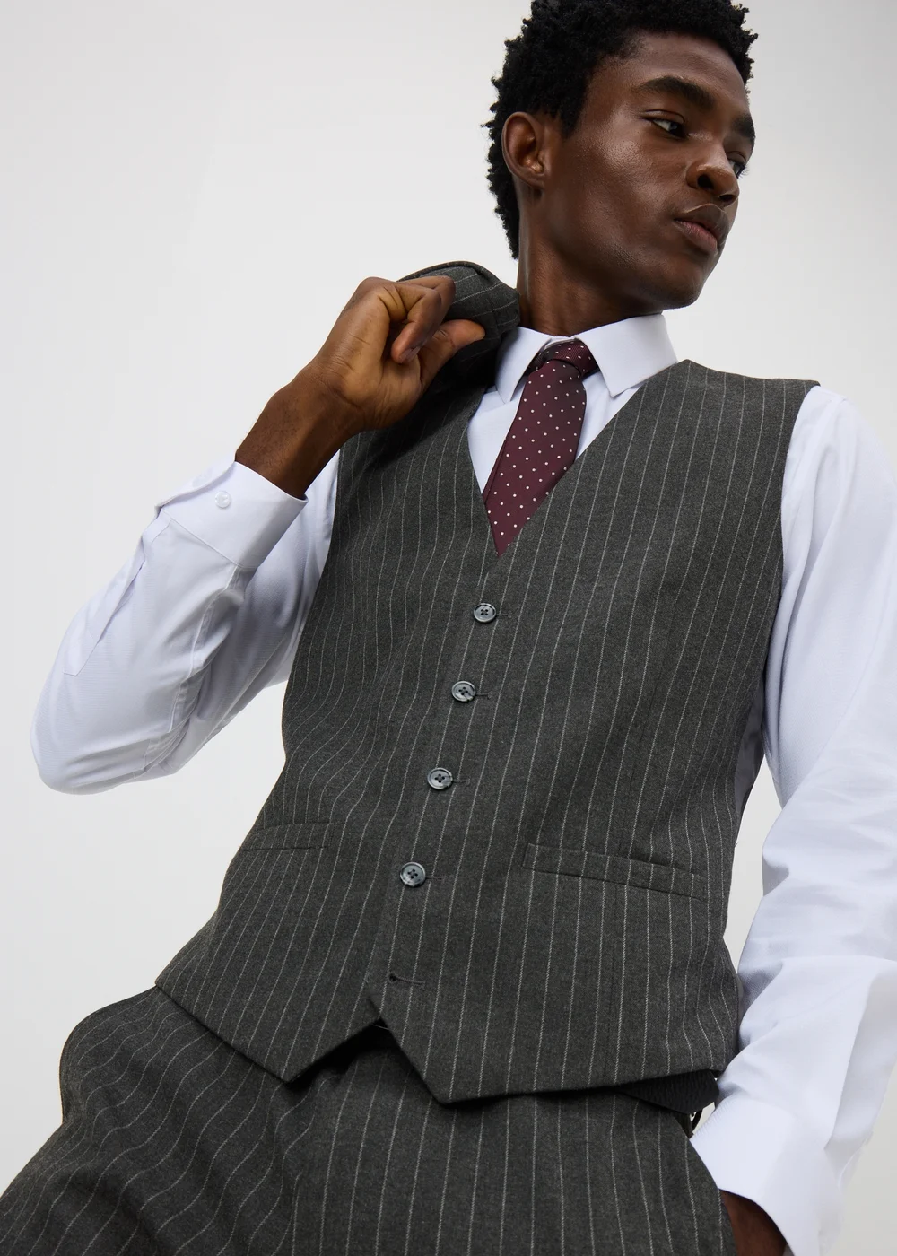 Taylor & Wright Hyde Charcoal Pinstripe Suit Waistcoat - XS Image 4