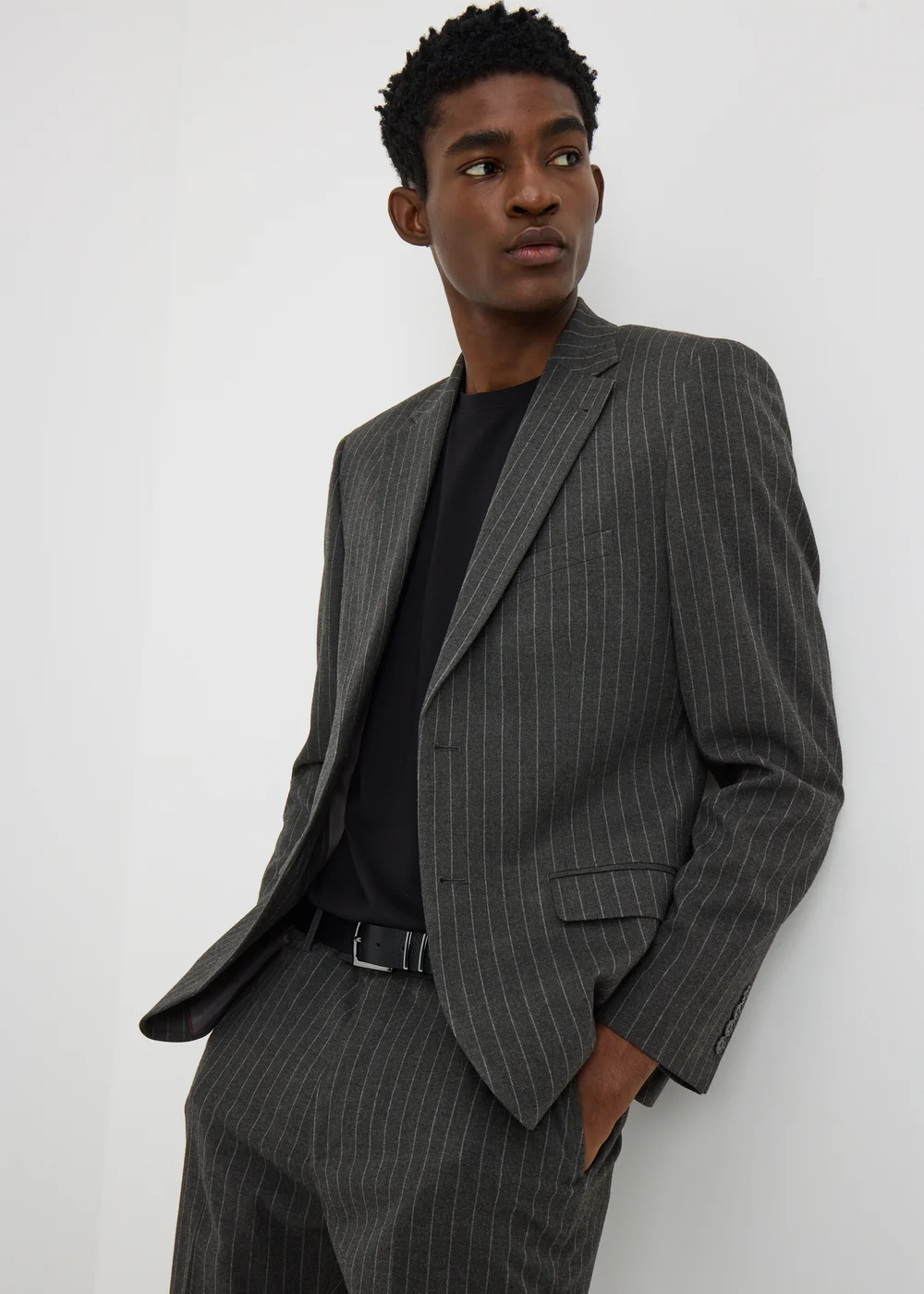 Taylor & Wright Hyde Charcoal Pinstripe Slim Fit Jacket - 40 Chest Short Image 1