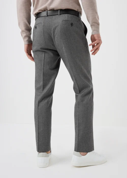 Taylor & Wright Charlton Charcoal Herringbone Tailored Fit Suit Trousers - 26/L29 Image 2