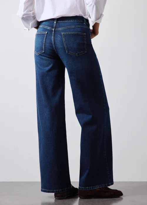 Dark Wash Stretch Mid Rise Wide Leg Jeans - 24 S Image 2