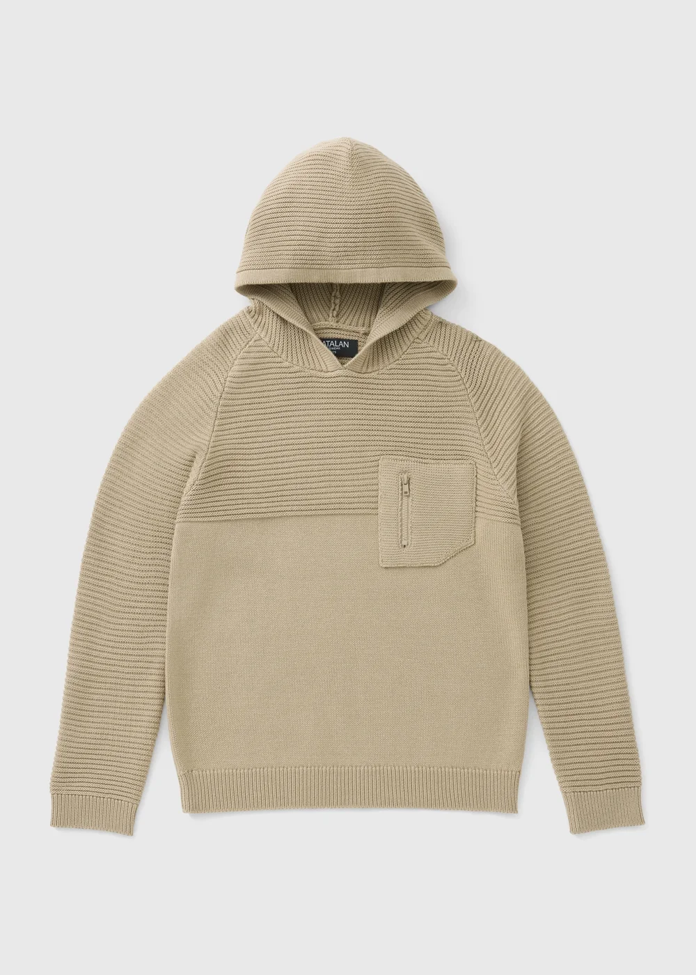 Boys Stone Ottoman Rib Hoodie (7-15yrs) - 7 Yrs Image 1