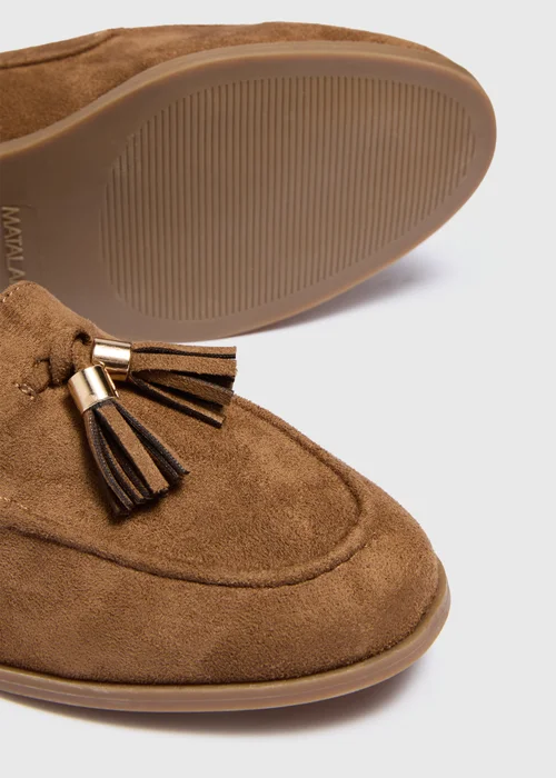 Tan Faux Suede Tassel Loafers - 3 Image 2
