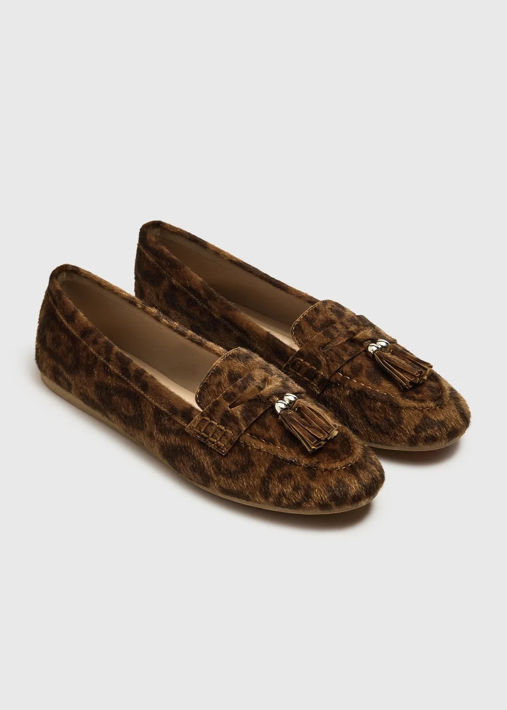 Brown Leopard Print Tassel Moccasin Loafers - 3 Image 3