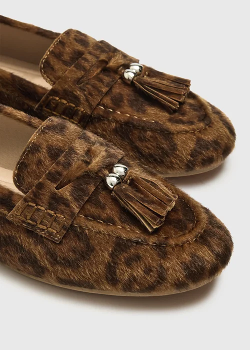 Brown Leopard Print Tassel Moccasin Loafers - 3 Image 1