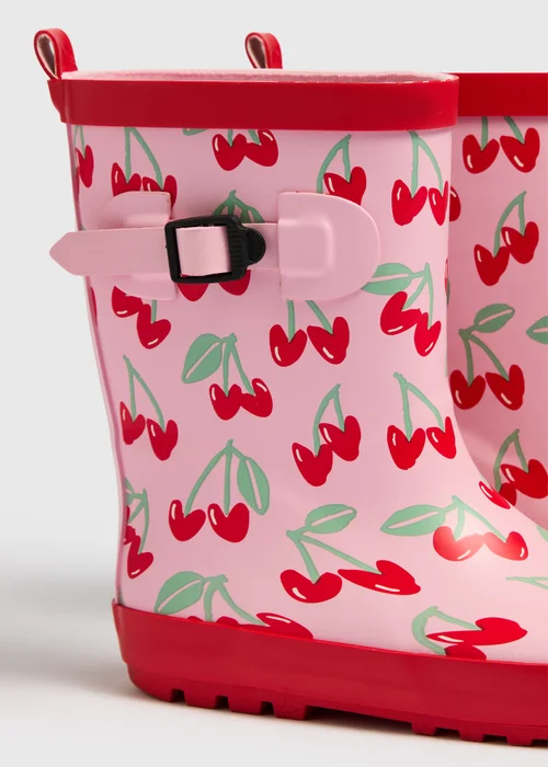 Girls Pink Cherry Wellies (Younger 10-Older 5) - 10 Infants Image 2