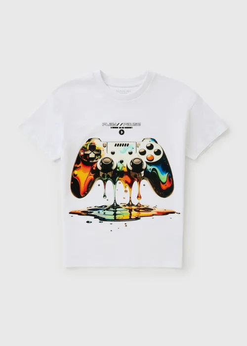 Boys White Drip Game Control T-Shirt (7-15yrs) - 14 Yrs Image 1