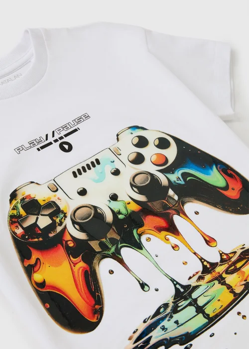 Boys White Drip Game Control T-Shirt (7-15yrs) - 14 Yrs Image 2