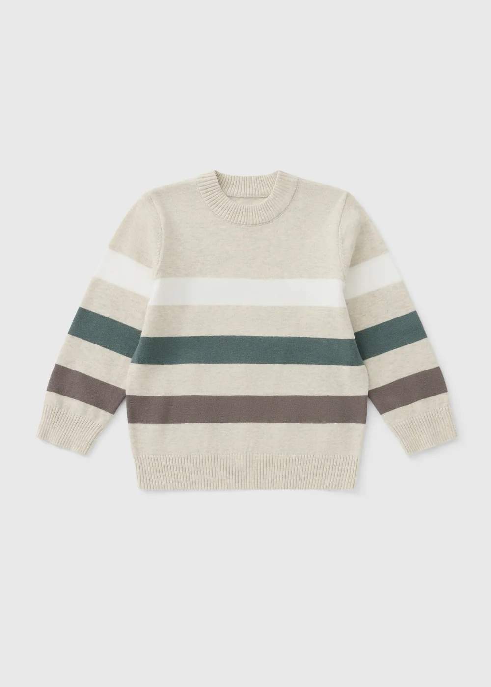 Boys Oatmeal Stripe Fine Knitted Jumper (1-8yrs) - 1.5-2 Yrs Image 1